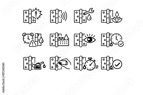 Action icon wave maintenance vector door early near signal detection lubrication hinge