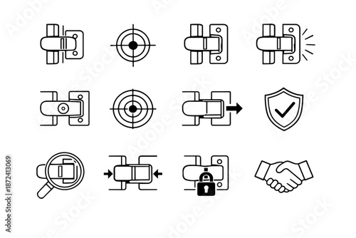 Latch icon calm plate focus window vector contact secure proper icons centered