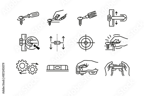 Mindful tip screwdriver icon screw hardware logic vector precision window handling latch