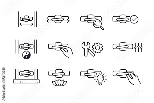 Vector alignment icons mindful logic window cue engagement icon adjustment latch fine