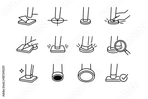 Icons protector secure finish cue chair calm vector focus placement tidy adhesive