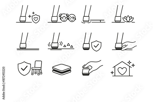 Cue thoughtful home furniture icon protection reduction care child vector stability safe