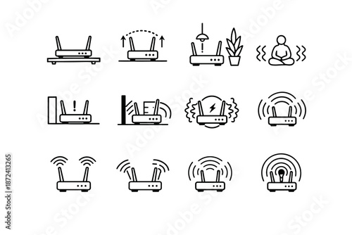 Signal shelf clarity prevention placement antenna obstruction vector router avoidance icon