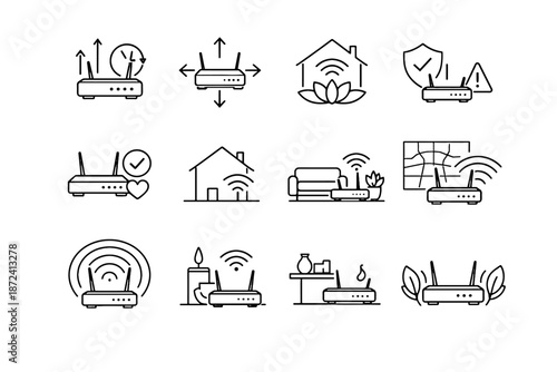 Visual minimalist reduced icon router performance connected vector calm setup living art
