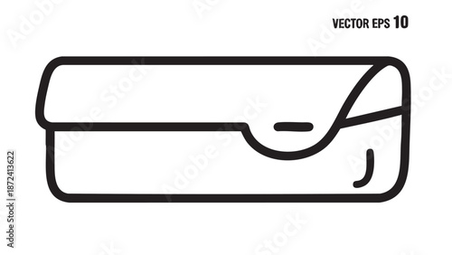 Simple Line Art Illustration of a Rectangular Object with a Flap