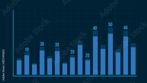 Imaginative visual of business data and financial figures graphic.