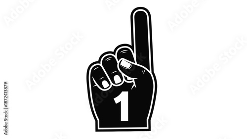 Black foam finger with number one a striking visual silhouette
