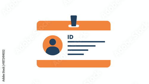 An orange id card with a person s silhouette and text fields