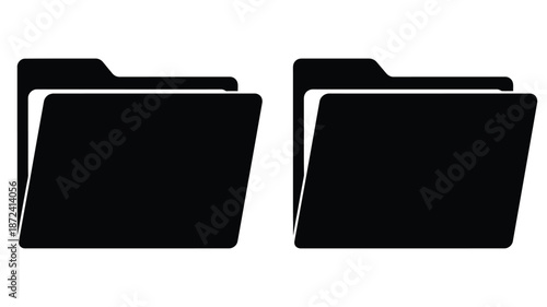 Two black folder icons displayed against a white background silhouette