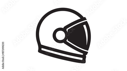 A simple graphic illustration of a helmet on a white background