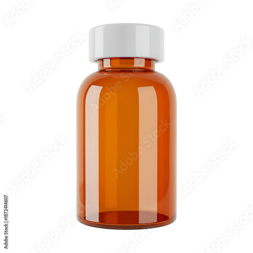 Amber Glass Pill Bottle Mockup for Medicine, Vitamins and Supplements
