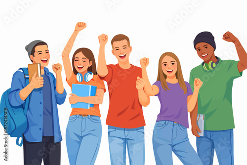 Young people celebrating their achievements together and looking at the future with confidence.