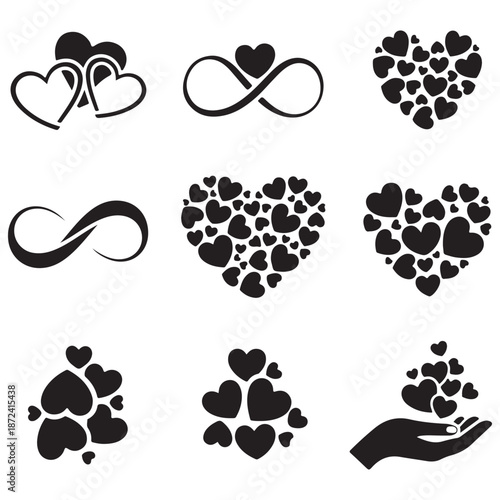 Unique Romantic Heart Silhouette Set with Infinity for Wedding