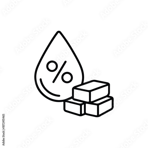 Percentage of sugar content in water drop for health and nutrition concept