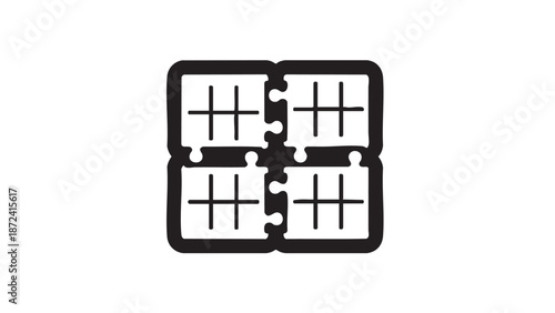Four puzzle pieces fitting together seamlessly in a square formation