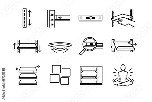 Icon setup adjustment vector positioning alignment height icons shelf fridge focus modular