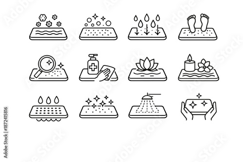 Clean rinse zones icon vector flow logic surface mold minimalist residue bath