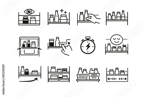 Placement usability fridge priority access icon icons shelf items quick vector logic