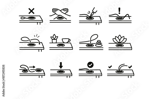 Hands wrong placement logic snag awareness icon grommet calm vector correction desk
