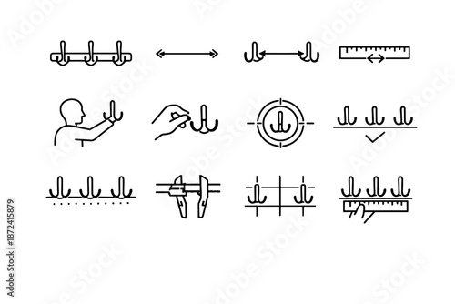 Spacing between measurement logic minimalist vector calm icon hook focus icons optimal