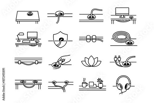 Icon icons organization intentional reliability desk productive workspace everyday quiet vector minimalist