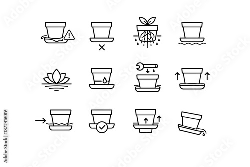 Icons plant awareness icon crossed sitting pot vector root logic calm care