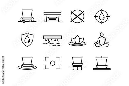 Focus cue icon furniture vector protection surface set safety crossed moisture minimalist