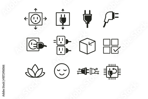 Space cue vector hardware socket straight vs silhouettes power orientation icon choice