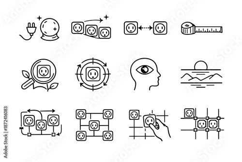 Socket outlet icon adaptable cue foresight spacing growth minimalist allowance device vector