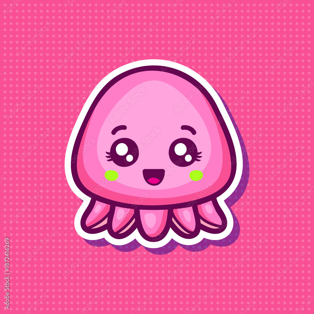 Fototapeta premium Cute Kawaii octopus