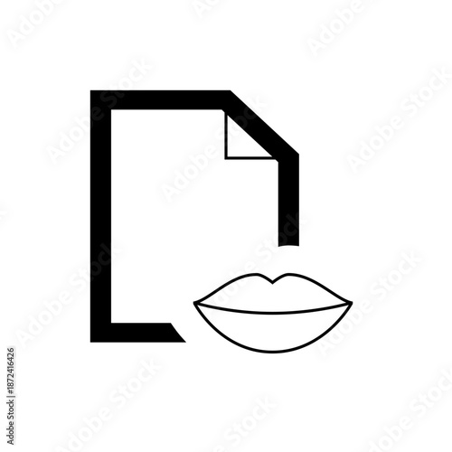 A minimalist vector graphic of a document with a pair of lips, symbolizing secrecy and confidentiality