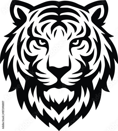 Tiger Mascot Logo - Fierce Tiger Head Roaring - Aggressive Tiger design - Powerful Predator silhouette