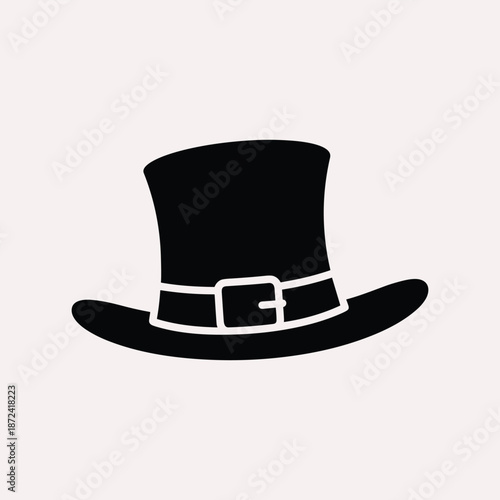 Classic black top hat isolated on white background, Vector, illustration