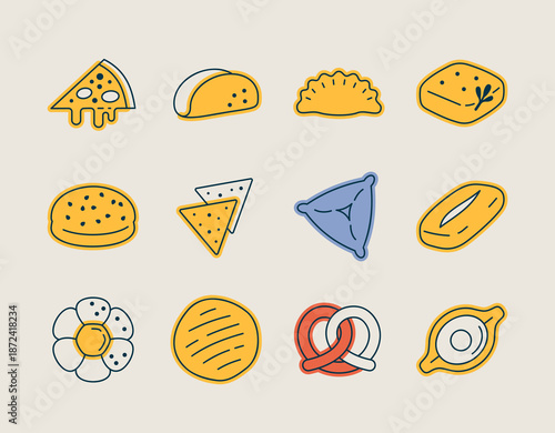 Diverse Baked Goods Vector Icon Collection