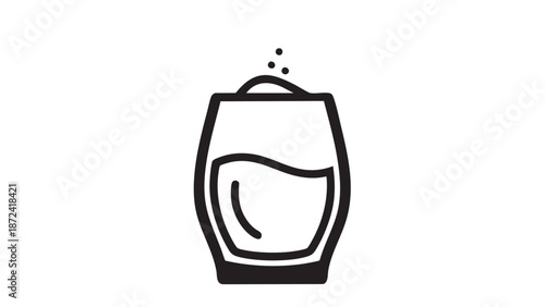 A simple line drawing of a glass containing a drink, presented in a straightforward illustration style