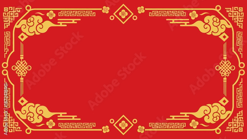 Chinese Red Background With Gold.