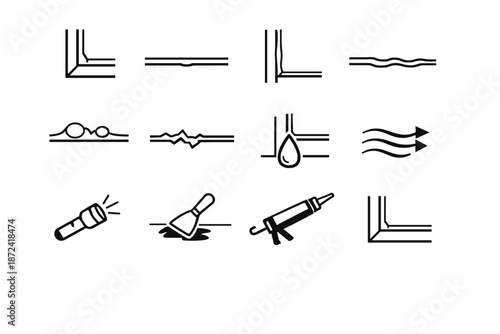 Edge frame vector crack scrape icons cue window arrows neat inspection icon