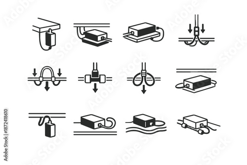 Focus reduction vector placement weight stability cable power icon brick desk adapter