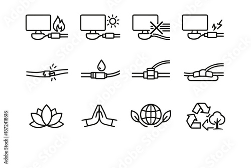 Minimalist vector clearance heat logic icon source vent grid near environment damage