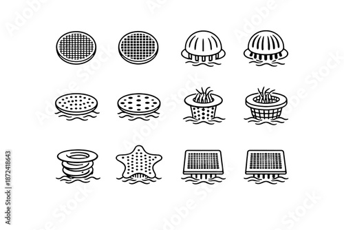 Focus selection fine icon drain balance logic icons coarse vector bathroom performance