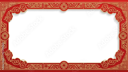 Red and gold ornate frame.