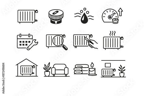 Release comfort performance focus radiator habits maintenance vector icon everyday icons clean