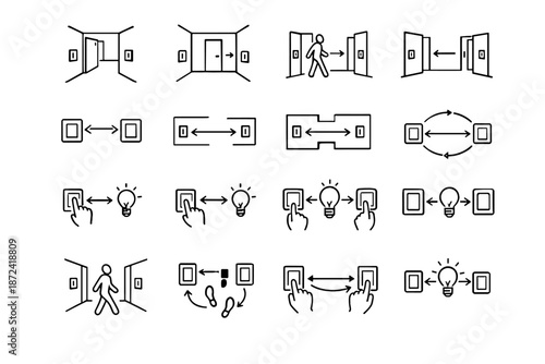 Switches planning switch icons vector circulation calm icon exit both logic hallway