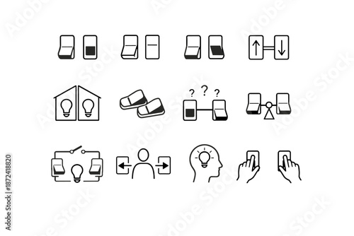 Neutral set state icon vector user minimalist focus toggle calm silhouettes logic