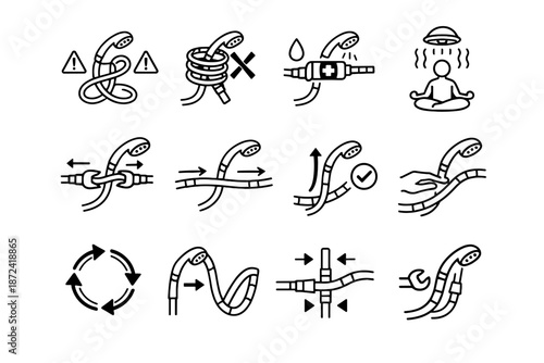 Correction shower cue icons crossed calm logic warning awareness vector icon hose