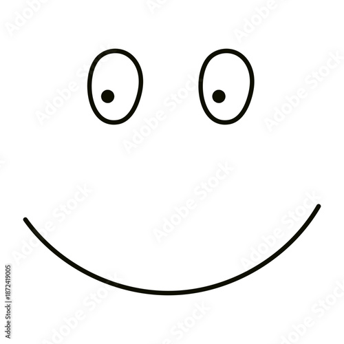 Cute funny cheerful face isolated on transparent background. Hand drawn vector illustration. Line drawing. Cartoon character. Kid fashion, textile print, design element, clip art