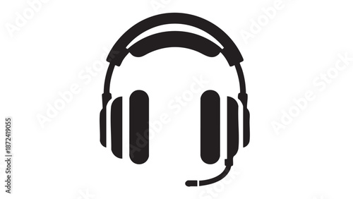 Illustration of a headset with a microphone against a white background