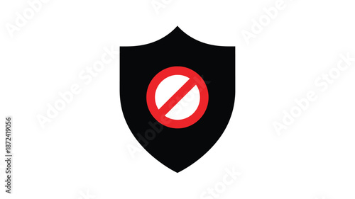 Black shield icon with a centered red circle and slash representing protection denial