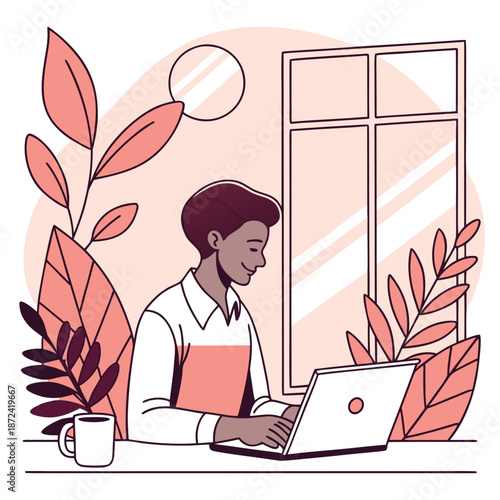 Remote Work and Freelance Lifestyle at Home Office Illustration