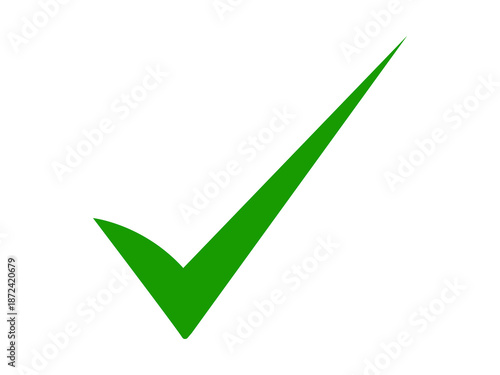 Isolated Flat Green Tick Icon for Approval and Success Design